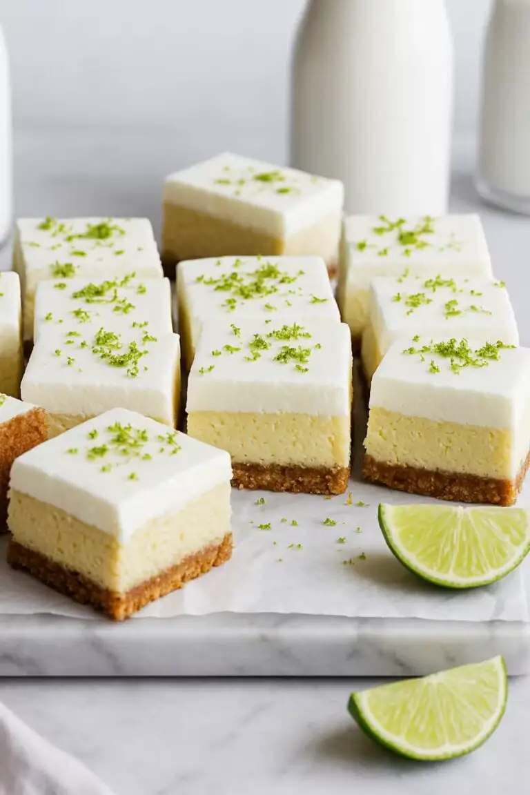 Creamy key lime pie bars with graham cracker crust