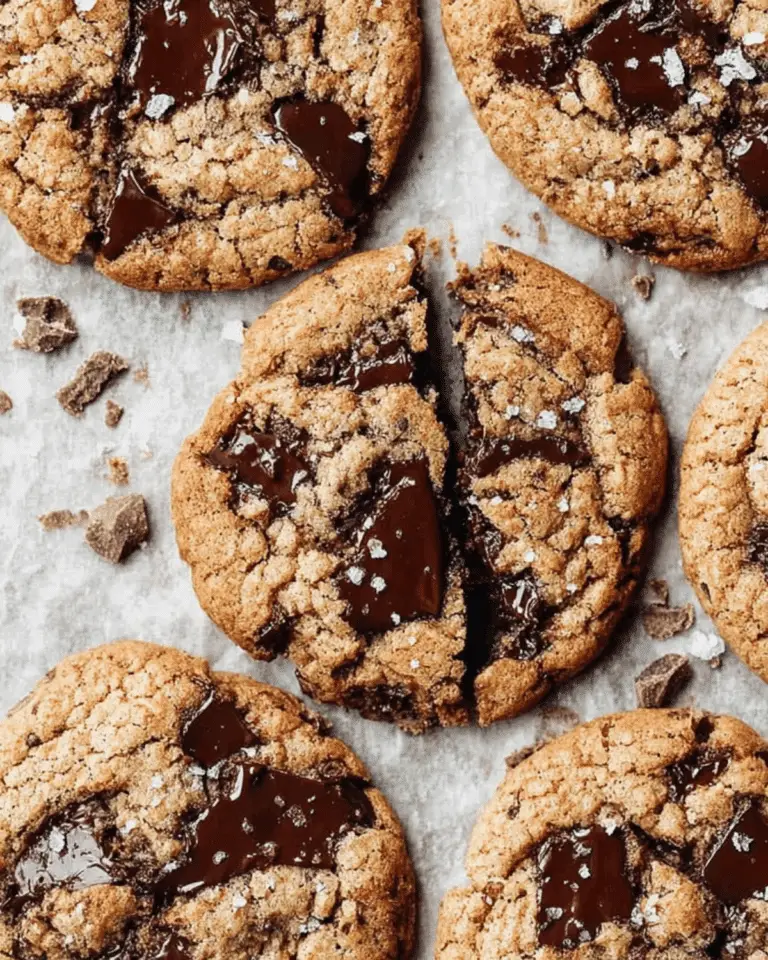 Soft and chewy spiced chocolate chip cookies with melted dark chocolate chunks and a sprinkle of sea salt.