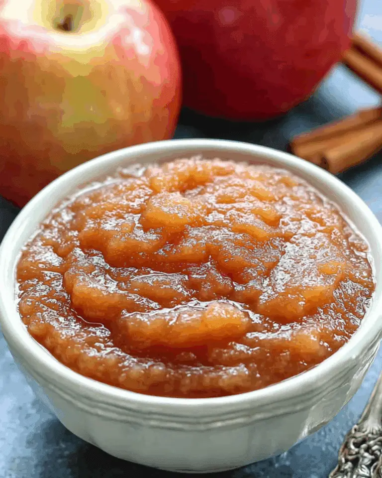 White bowl filled with Crockpot Cinnamon Applesauce, surrounded by fresh apples and cinnamon sticks.