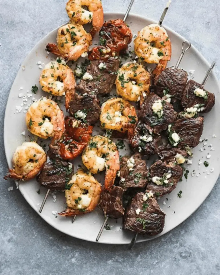 Garlic Butter Surf and Turf Kabobs – Easy Grilled Steak and Shrimp