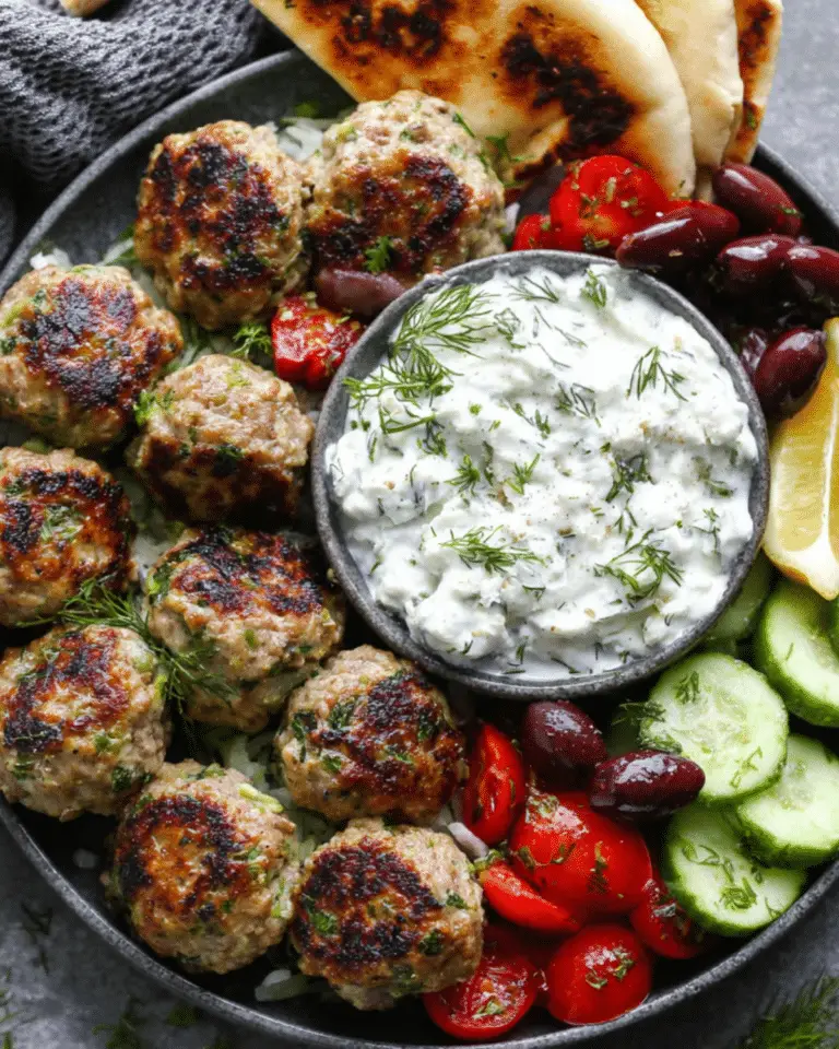 Greek Turkey Meatballs with Tzatziki Sauce Recipe Easy Dinner