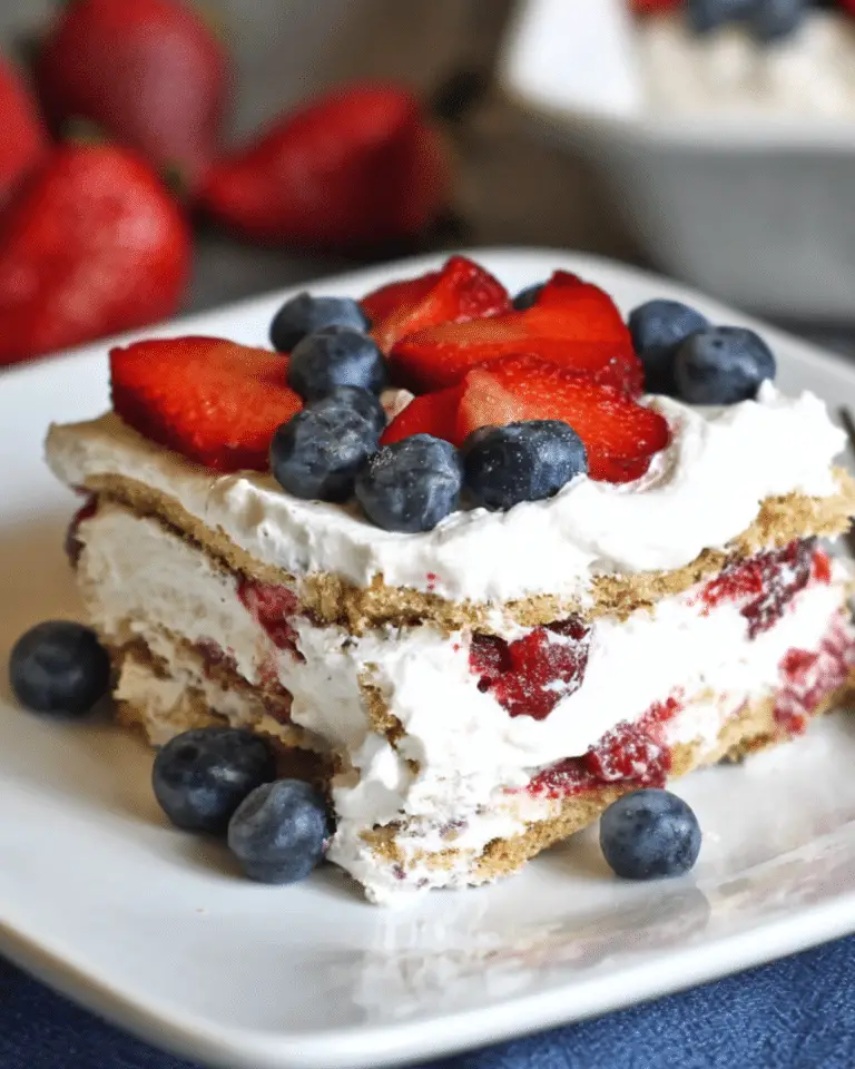 Red White & Blue Icebox Cake for Easy Summer Dessert